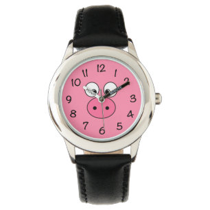 Pink Pig Face Armbanduhr