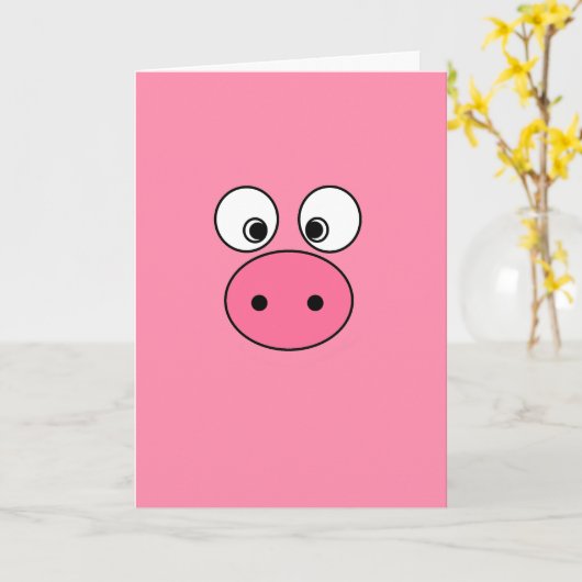Pink Pig Face Karte (Gelbe Blume)