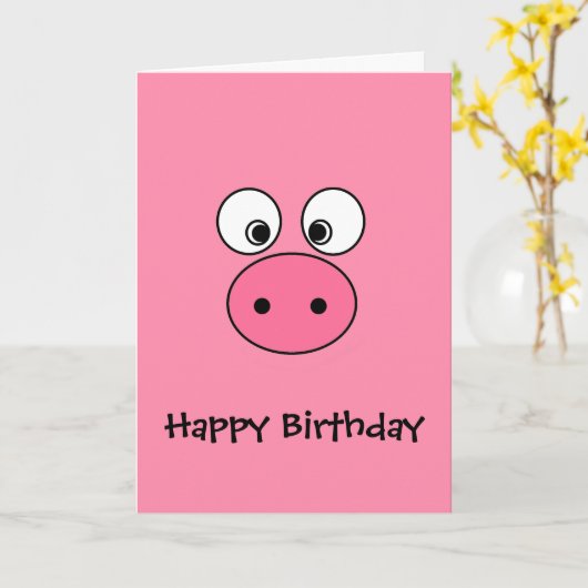 Pink Pig Face Karte (Gelbe Blume)