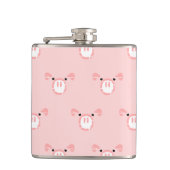Pink Pig Face Pattern Flachmann (Vorderseite)