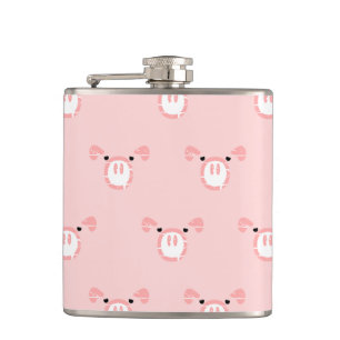 Pink Pig Face Pattern Flachmann