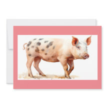Pink Pig Flat Danke Karte