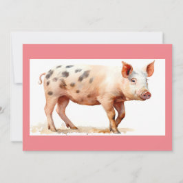 Pink Pig Flat Danke Karte