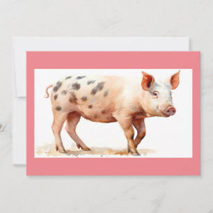 Pink Pig Flat Danke Karte