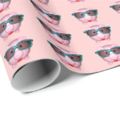 Pink Pig in Brille Geschenkpapier (Rolleneckpunkt)