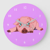 Pink Pig Lila Uhr - Anpassbar (Vorderseite)