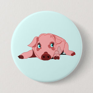 Pink Pig mit Blue Eyes Button - Farbe