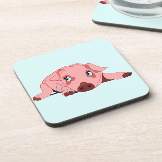 Pink Pig mit Blue Eyes Untersetzer - Ihre Farben (Linke Seite)