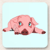 Pink Pig mit Blue Eyes Untersetzer - Ihre Farben (Vorderseite)