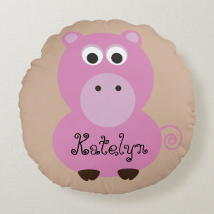 Pink Pig Pillow Rundes Kissen
