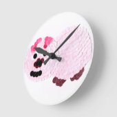 Pink Pig Runde Wanduhr (Winkel)