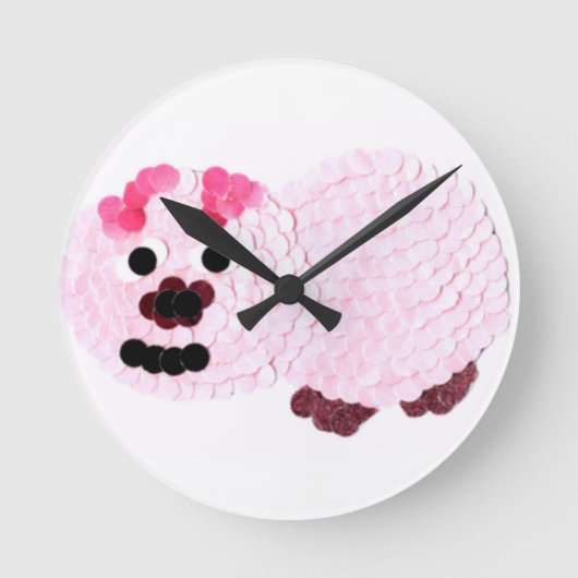 Pink Pig Runde Wanduhr (Vorderseite)