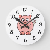 Pink Pig Runde Wanduhr (Vorderseite)