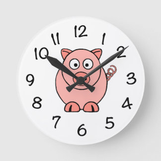 Pink Pig Runde Wanduhr