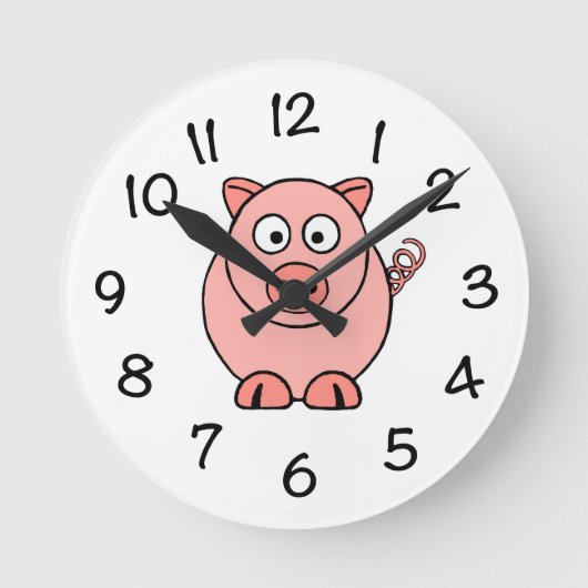 Pink Pig Runde Wanduhr (Vorderseite)