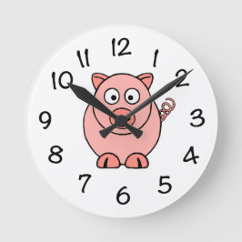 Pink Pig Runde Wanduhr