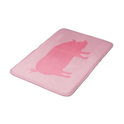 Pink Pig Silhouette Badematte (Schrägansicht)