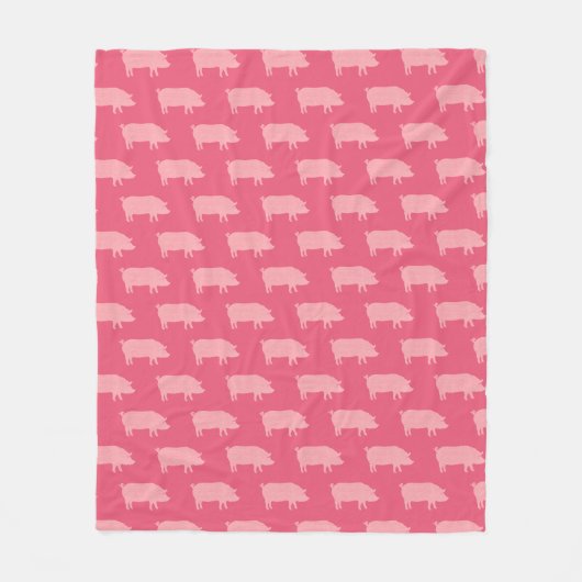 Pink Pig Silhouetten Muster | Süße Tier Lover Fleecedecke (Vorderseite)