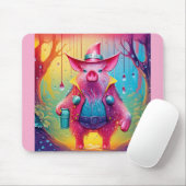 Pink Pig The Cowboy Mousepad (Mit Mouse)