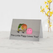 Pink Pig und Caique Parrot Happy Birthday Card Karte (Gelbe Blume)