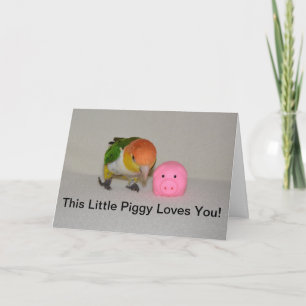 Pink Pig und Caique Parrot Happy Birthday Card Karte