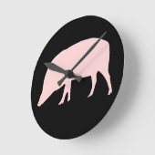 Pink Pig Wall Clock Runde Wanduhr (Winkel)
