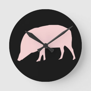 Pink Pig Wall Clock Runde Wanduhr