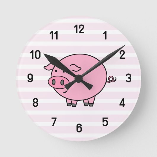 Pink Pig Wall Clock Runde Wanduhr (Vorderseite)