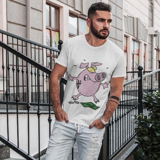 Pink Piggbank mit Money Mens T - Shirt