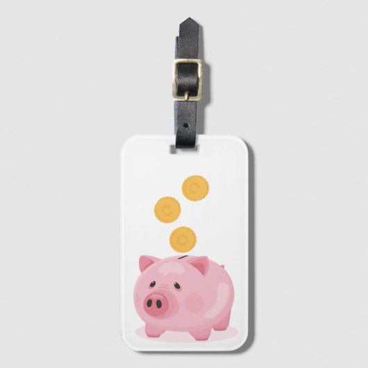 Pink Piggy Bank Akryllische Gepäckmarke Gepäckanhänger (Vorderseite Vertikal)
