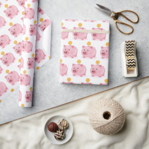 Pink Piggy Bank Geschenkpapier