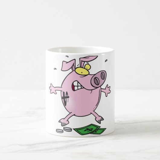 Pink Piggy Bank mit Geld-Tasse Kaffeetasse (Mittel)