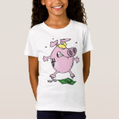 Pink Piggy Bank with Money Girls T - Shirt (Vorderseite)