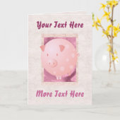 Pink Piggy Card Karte (Gelbe Blume)