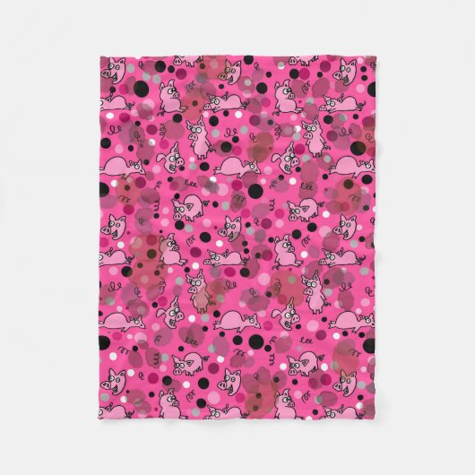 Pink Piggy Cartoon Fleecedecke (Vorderseite)