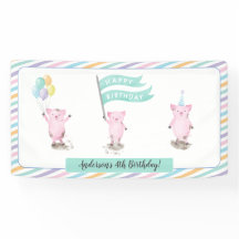 Pink Piggy Kindergeburtstag Party Banner
