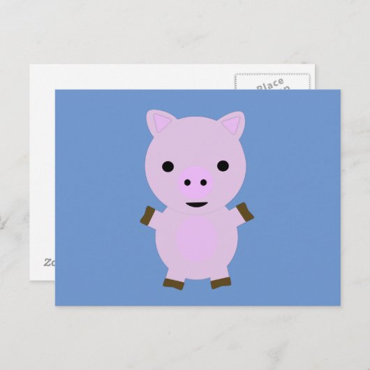 Pink Piggy Postkarte (Vorne/Hinten)