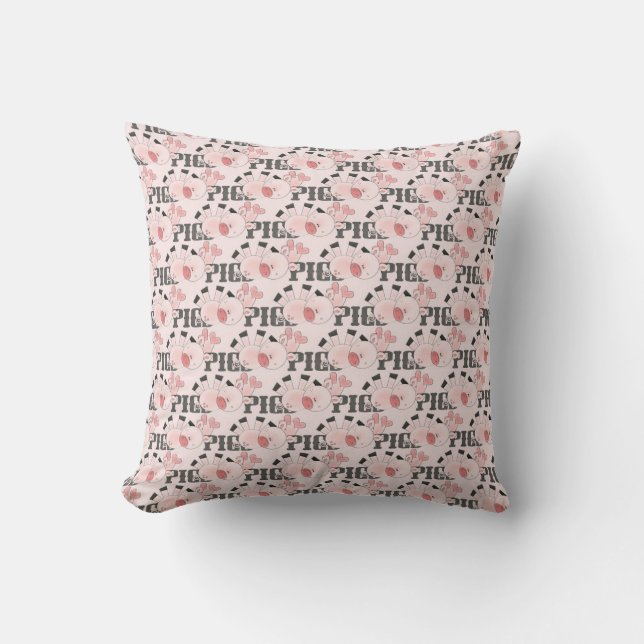 Pink Piggy Throw Kissen (Vorderseite)