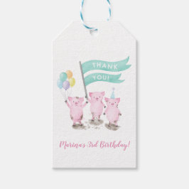 Pink PIggy's Kindergeburtstag Fvor Tags Geschenkanhänger
