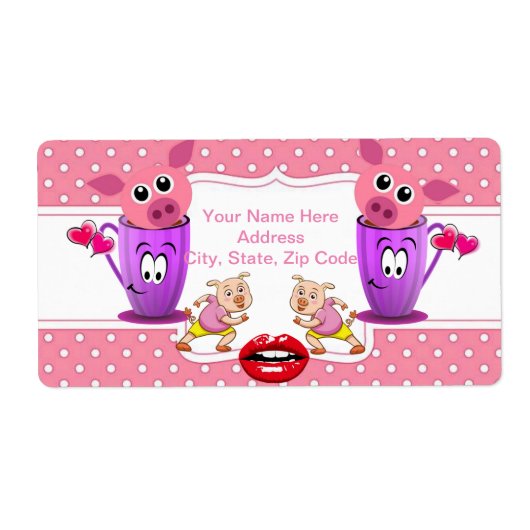 Pink Pigs Monogram Labels (Vorne)
