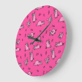 Pink Pigs Wall Clock Große Wanduhr (Winkel)