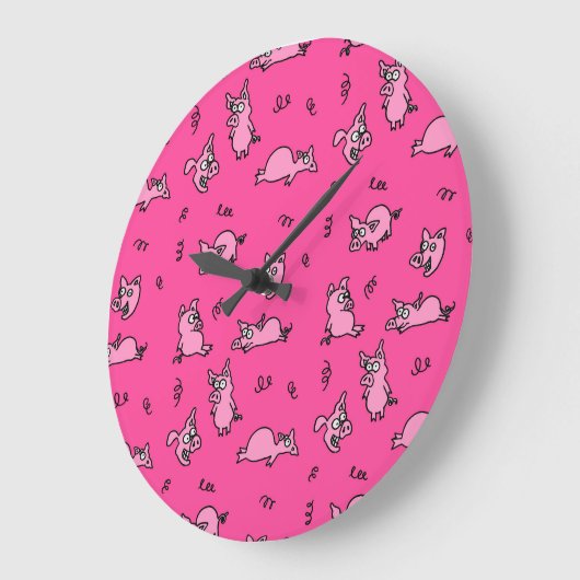 Pink Pigs Wall Clock Große Wanduhr (Winkel)