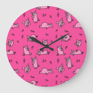 Pink Pigs Wall Clock Große Wanduhr