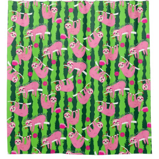 Pink-Pikleball-🦥 Duschvorhang (Vorderseite)