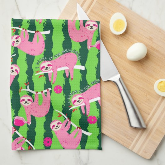 Pink-Pikleball-🦥 Geschirrtuch (Viertel Falte)