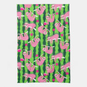 Pink-Pikleball-🦥 Geschirrtuch (Vertikal)