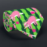 Pink-Pikleball-🦥 Krawatte<br><div class="desc">Schneidet rosa Abstände auf stinkgrünem,  wassermelonischem Hintergrund. Sie weckte sich für ein Pickleball. Neck Krawatte mit rosa pickleball Motiv Happy Trading und beste Wünsche für Ihre zukünftigen Spiele!</div>