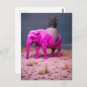 Pink Pinapple Elephant Surreal Postkarte (Vorne/Hinten)