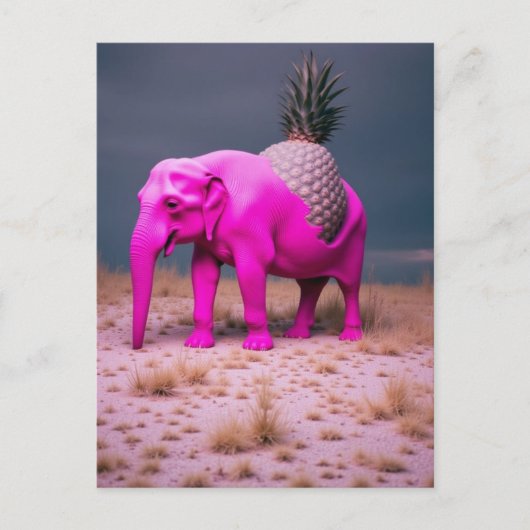 Pink Pinapple Elephant Surreal Postkarte (Vorderseite)