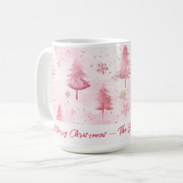 Pink Pine Trees Aquarell Weihnachten Kaffeetasse